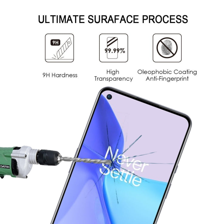Tempered glass screen protector with 9H hardness and anti-fingerprint coating icons