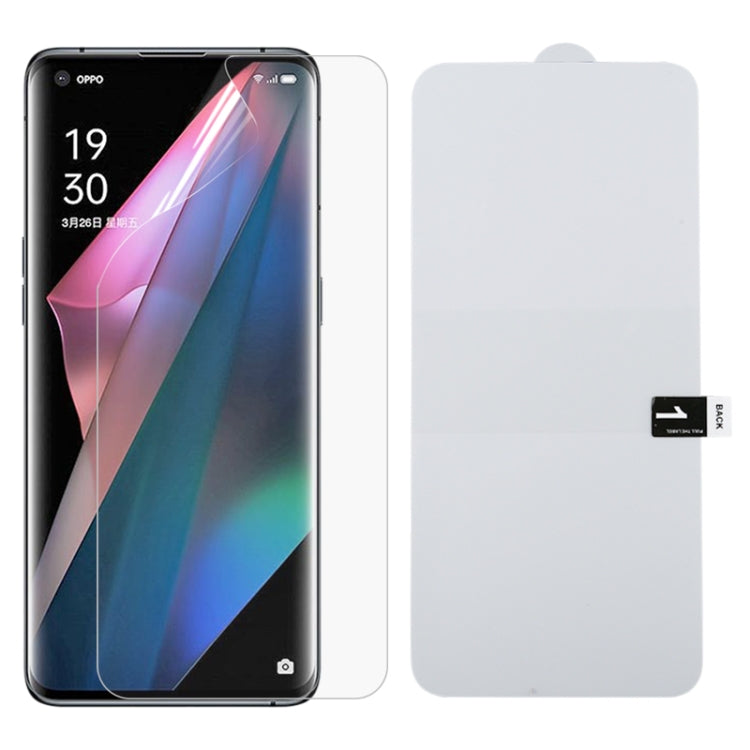 Full-coverage hydrogel screen protector film for an OPPO smartphone, clear and curved