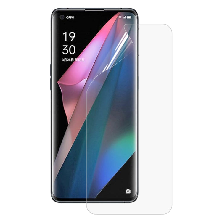 Full-coverage hydrogel screen protector film for an OPPO smartphone, transparent