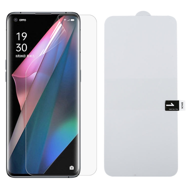Full-coverage hydrogel screen protector film for an OPPO smartphone, clear and curved