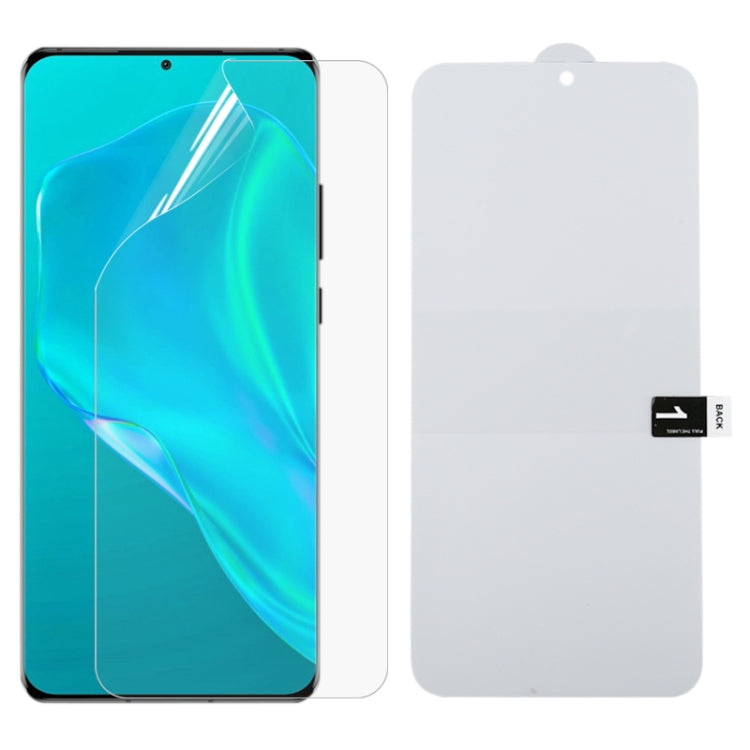 Full-screen hydrogel screen protector film for smartphone, clear with top camera cutout