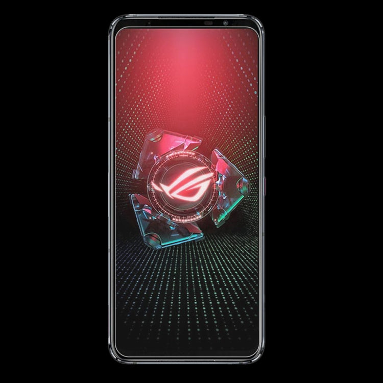 Tempered glass phone screen protector film applied on a smartphone front