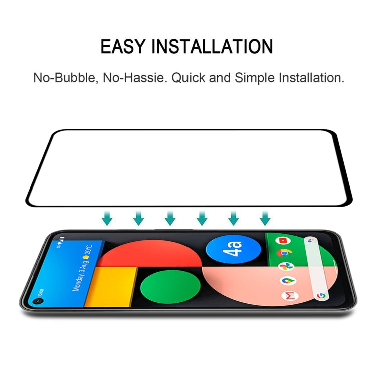 Full-cover tempered glass screen protector installation with alignment arrows