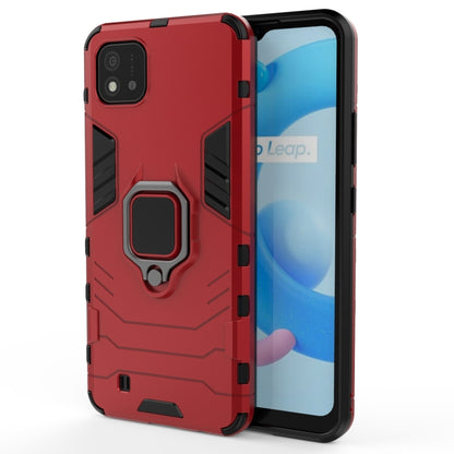 Rugged red shockproof phone case with magnetic ring holder and camera cutout