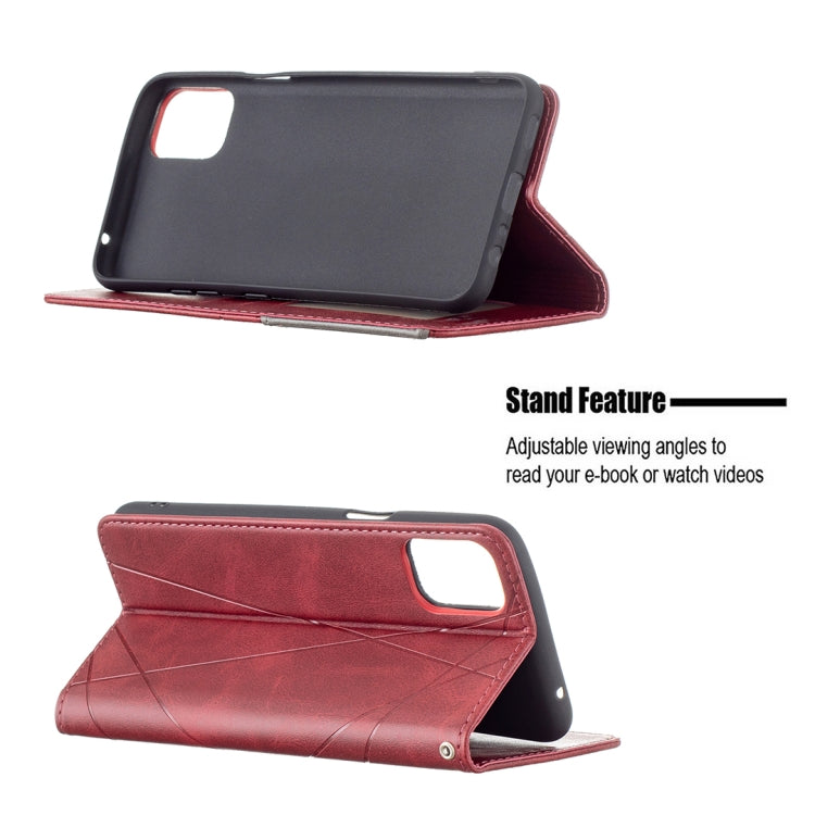 Red magnetic flip leather phone case with foldable stand for viewing angles