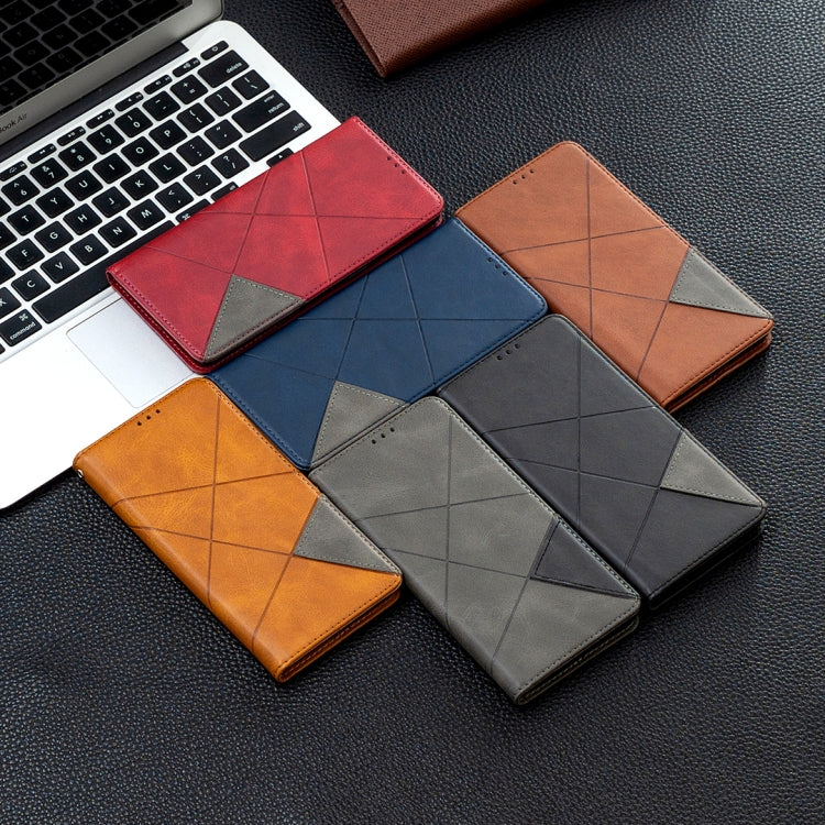 Rhombus textured magnetic leather wallet cases with card slots, multiple colors