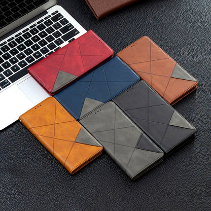Rhombus textured magnetic leather wallet cases with card slots, multiple colors