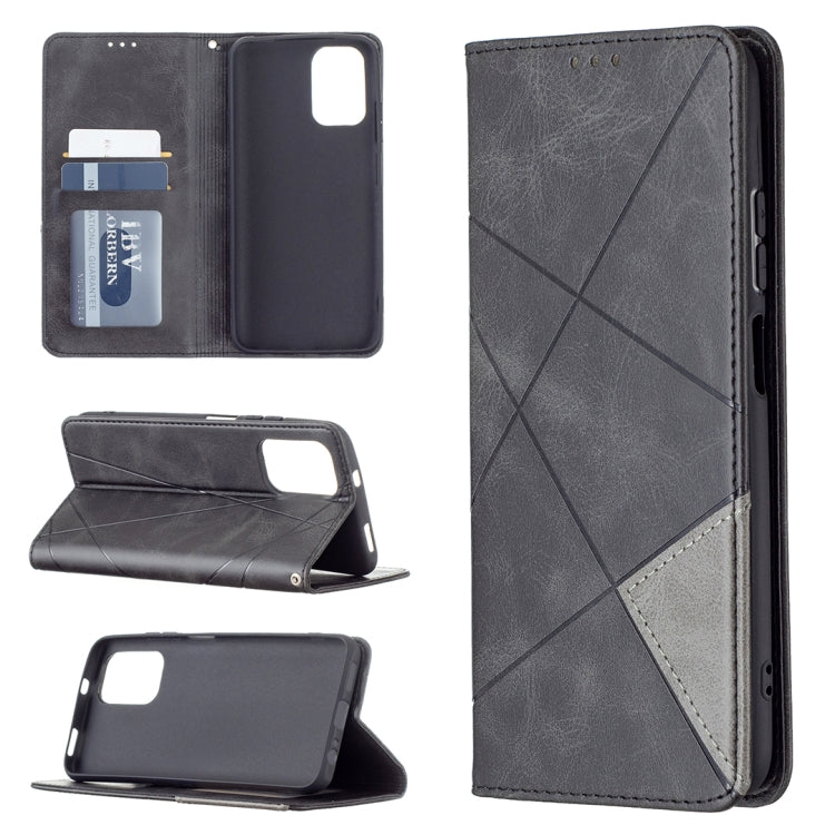 Grey rhombus-texture magnetic leather phone case with card slots and stand