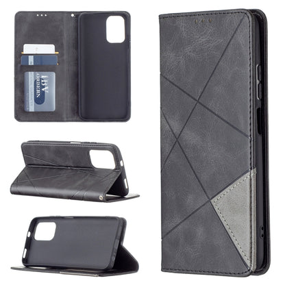 Grey rhombus-texture magnetic leather phone case with card slots and stand