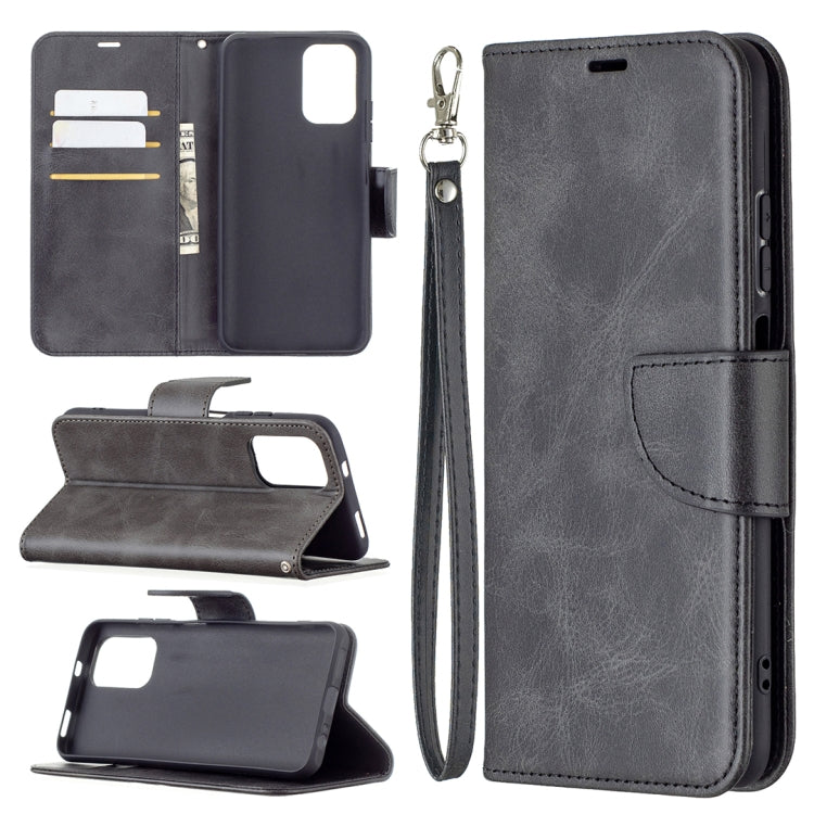 Lanyard flip phone wallet case with card slots and stand, dark gray/black PU leather.