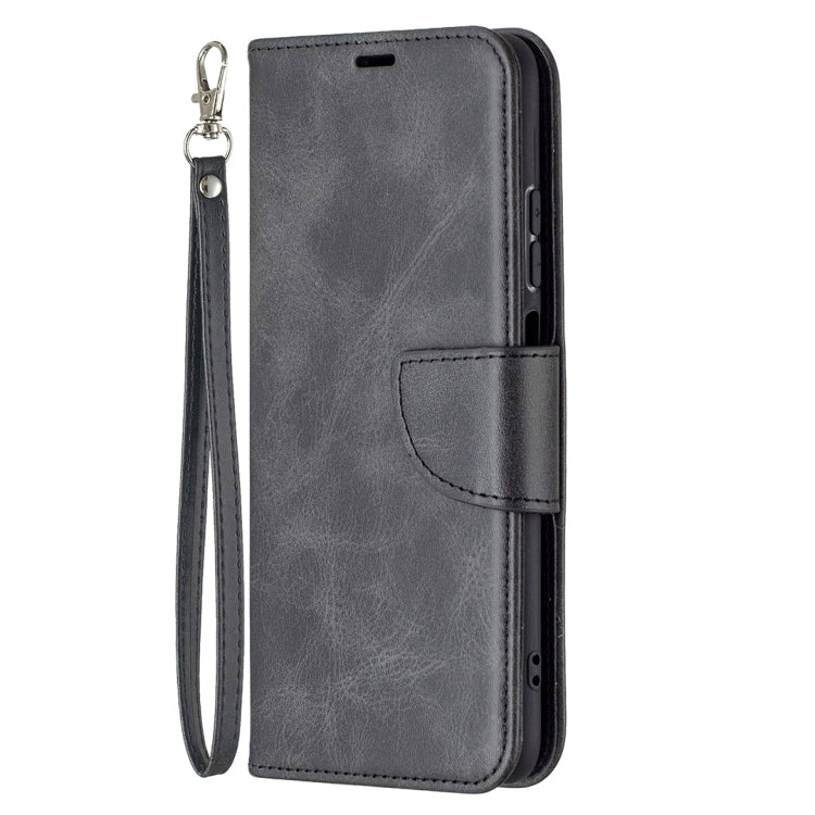 Flip phone wallet case with card holder and lanyard, textured dark gray PU leather.