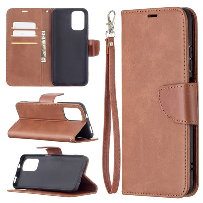 Brown flip PU leather phone case with card slots, holder, and wrist lanyard