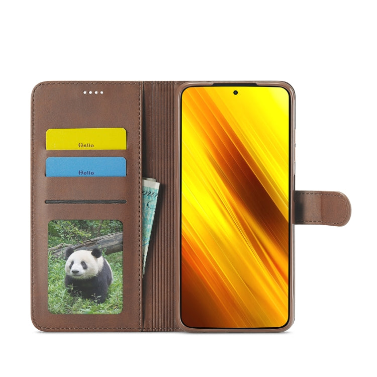 Brown leather folio wallet case with card slots and open flip cover