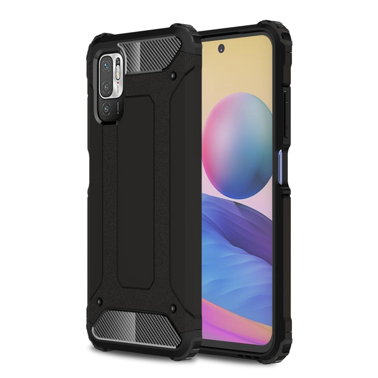 Rugged TPU+PC phone case, black, with textured grip and raised corners.