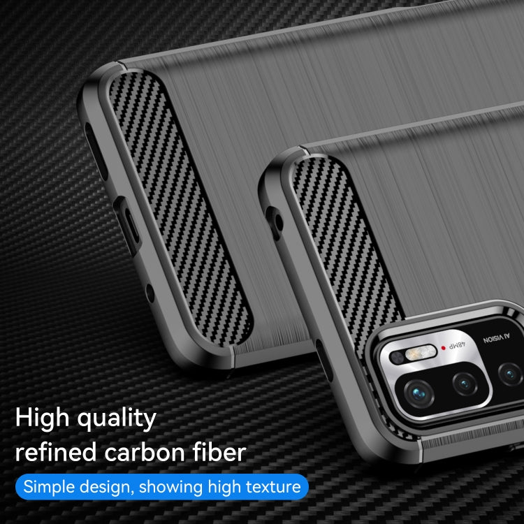 Black TPU phone case with carbon-fiber side panels and textured brushed back, close-up