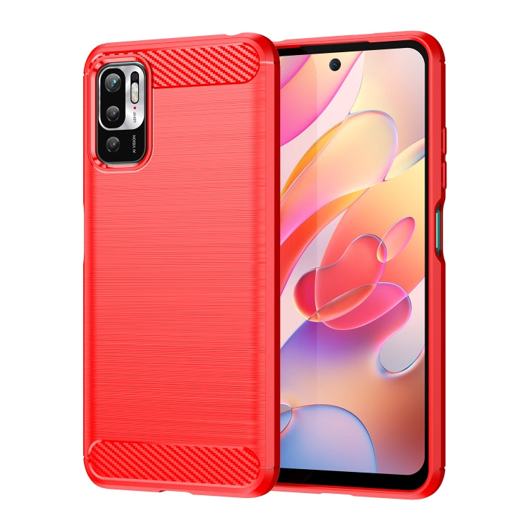 Red brushed texture TPU phone case with carbon-fiber back strip and camera cutout