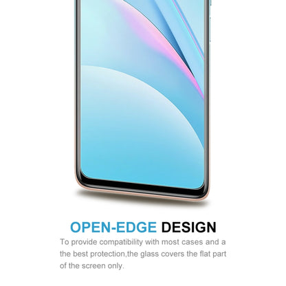 Tempered glass screen protector covering a smartphone front, open-edge 2.5D design