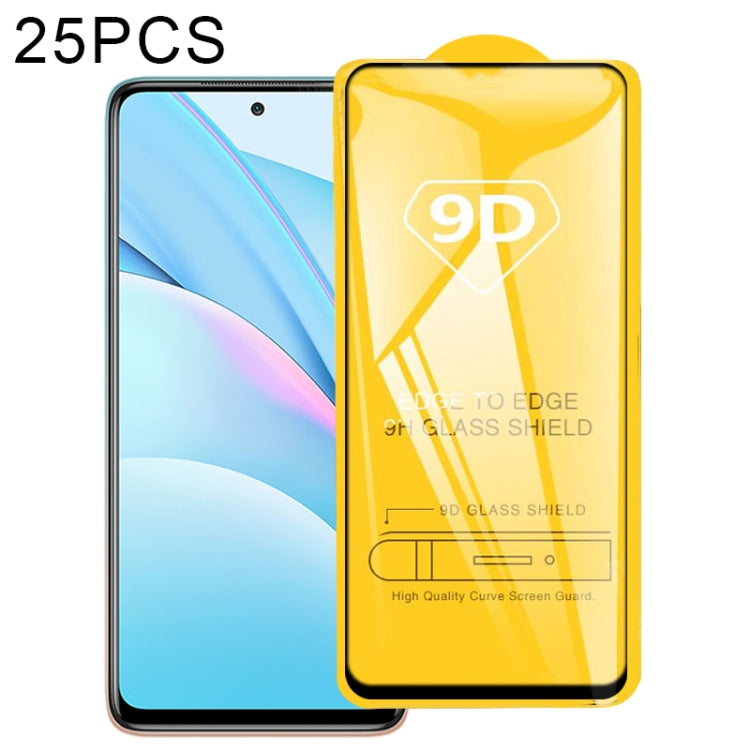 9D full-glue tempered glass screen protectors, 25-pack kit with phone overlay
