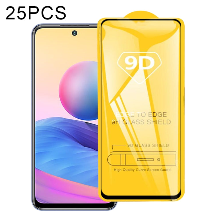 9D full-glue tempered glass screen protectors, 25-pack kit with yellow display cover