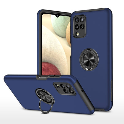 Navy shockproof phone case with magnetic ring holder and protected camera lenses
