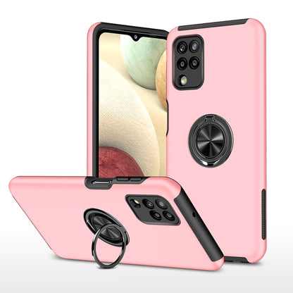 Rose/pink shockproof phone case with circular magnetic ring holder and camera cutouts