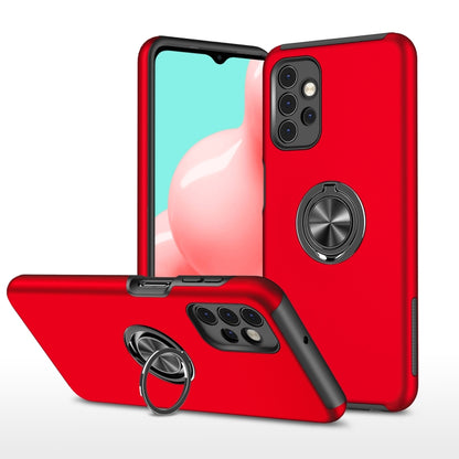 Red shockproof phone case with magnetic ring holder, slim TPU cover, camera cutouts