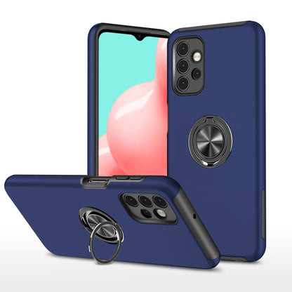Blue shockproof protective phone case with magnetic ring holder, slim TPU design