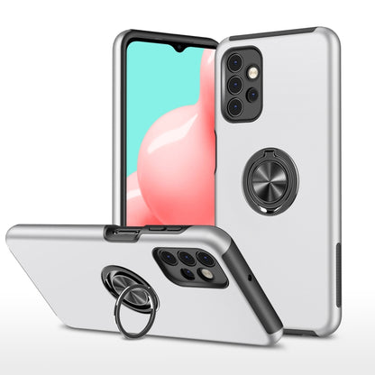White shockproof protective phone case with magnetic ring holder, slim TPU design