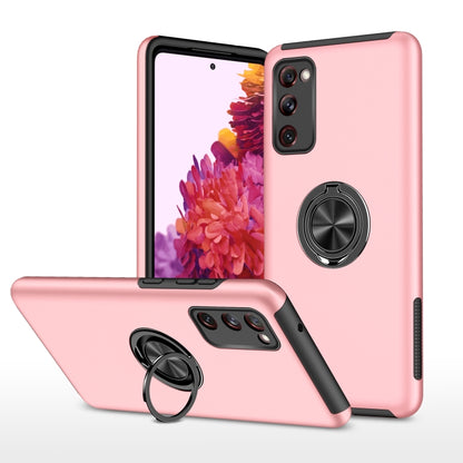 Rose pink shockproof TPU phone case with magnetic ring holder on back