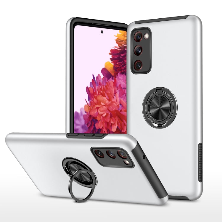 White shockproof protective phone case with magnetic ring holder, slim TPU design