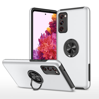 White shockproof protective phone case with magnetic ring holder, slim TPU design