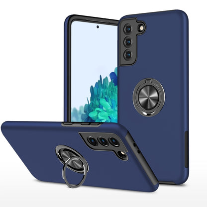 Blue shockproof protective phone case with magnetic ring holder, slim TPU design