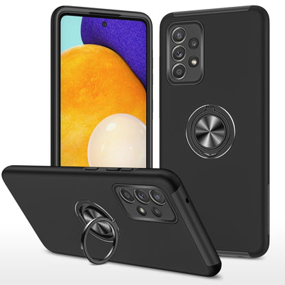 Black shockproof TPU phone case with magnetic ring holder on back