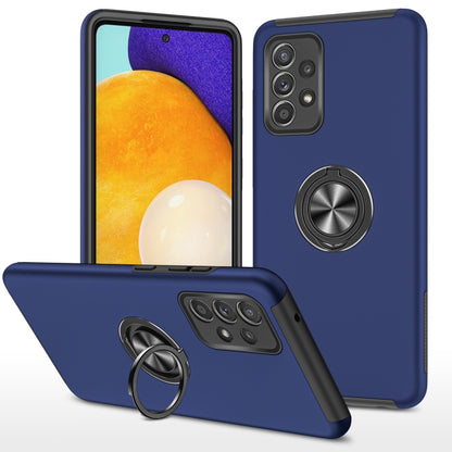 Blue shockproof protective phone case with magnetic ring holder, slim TPU design