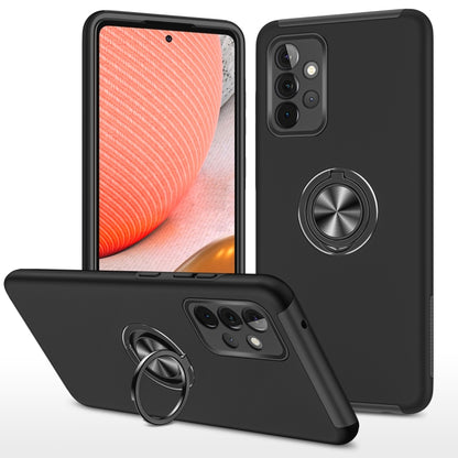 Black shockproof TPU phone case with magnetic ring holder on back