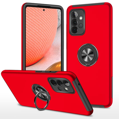Red shockproof protective phone case with magnetic ring holder and camera protection