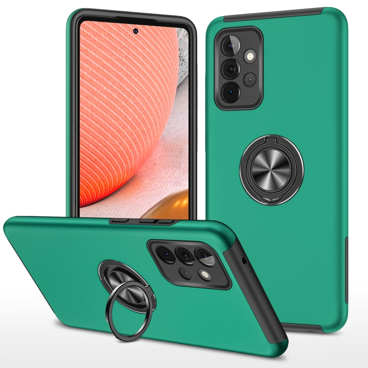 Teal shockproof phone case with magnetic ring holder and protective camera cutout