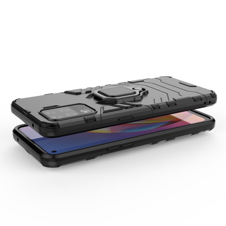 Rugged black phone case with magnetic ring holder, raised camera and edge protection