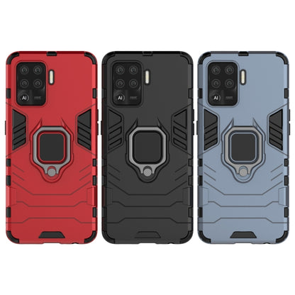 Rugged phone cases with magnetic ring holder in red, black, and blue