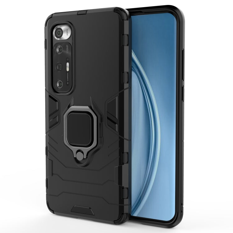 Rugged black phone case with magnetic ring holder and front edge screen protection