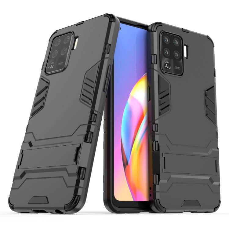 Dark rugged shockproof phone case with TPU bumper and raised camera cutouts