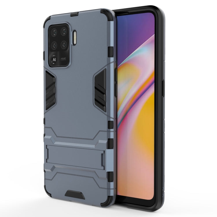 Navy blue shockproof rugged phone case with TPU bumper and raised camera cutouts