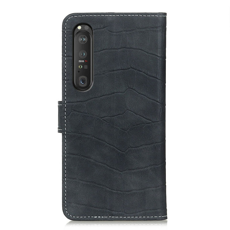 Black crocodile-texture leather phone case with camera cutouts