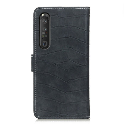 Black crocodile-texture leather phone case with camera cutouts
