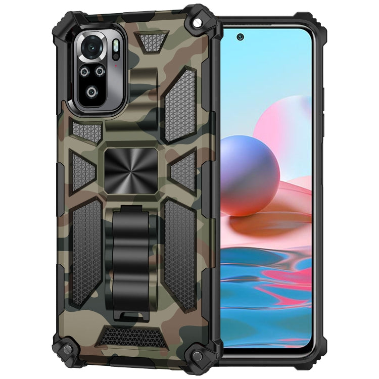 Camouflage armored phone case in army green with camera covers and port openings