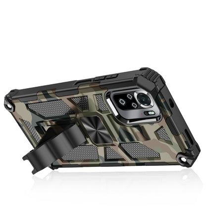 Army green camouflage rugged phone case with textured grip and protective bumper