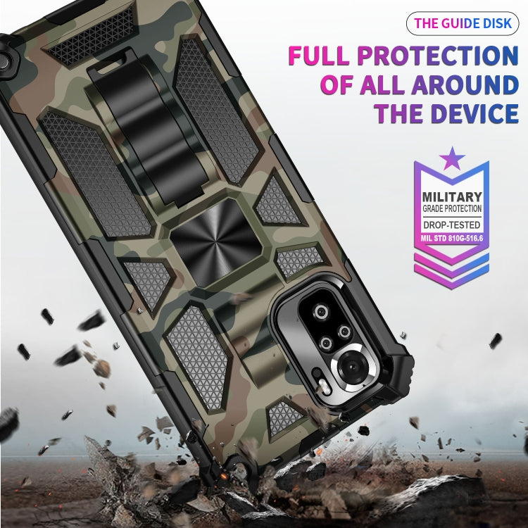 Camouflage rugged phone case in army green with reinforced corners and camera opening