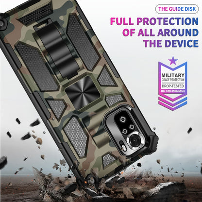 Camouflage rugged phone case in army green with reinforced corners and camera opening