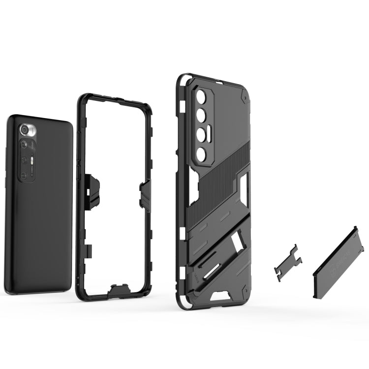 Black phone case parts: back cover, frame, and separate TPU insert pieces.