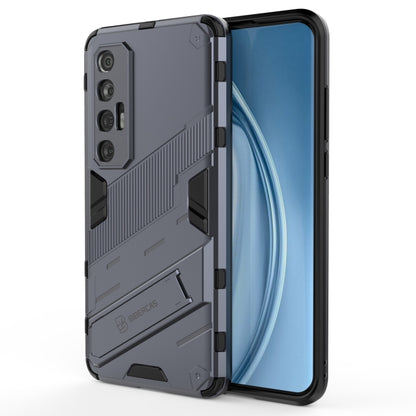 Grey rugged 2-in-1 phone case with TPU shockproof cover and built-in holder